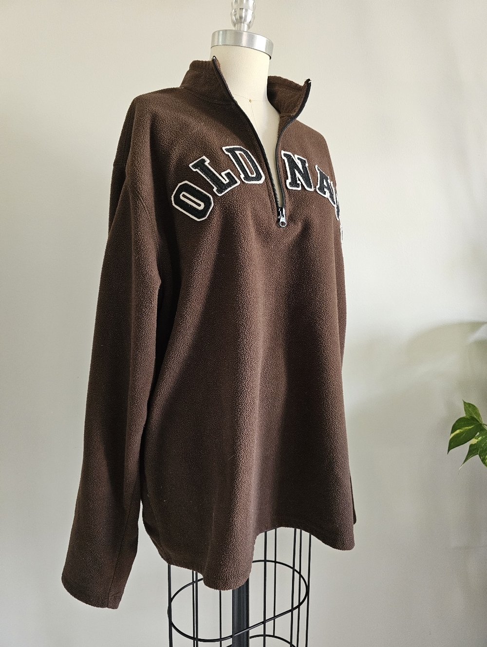 OLD NAVY 2000s Brown Quarter-Zip Fleece Pullover